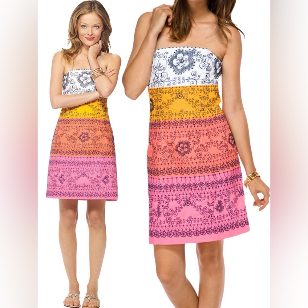 Lilly Pulitzer Bowen Strapless Color Block Dress - Size 8 - Picture 2 of 9